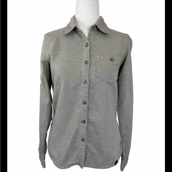 The North Face Oatmeal Textured 98% Cotton Button Front Long Sleeve Shirt XS - Picture 1 of 8